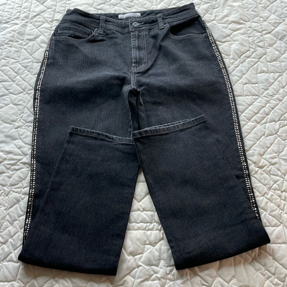 Platinum Black Jeans w/Rhinestones Size 1 Reg